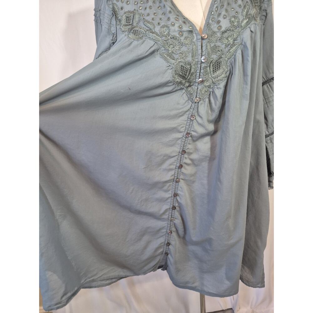 Sundance Catalog Andi Lace Blue Cotton Blend Mini Dress Large - Picture 4 of 11